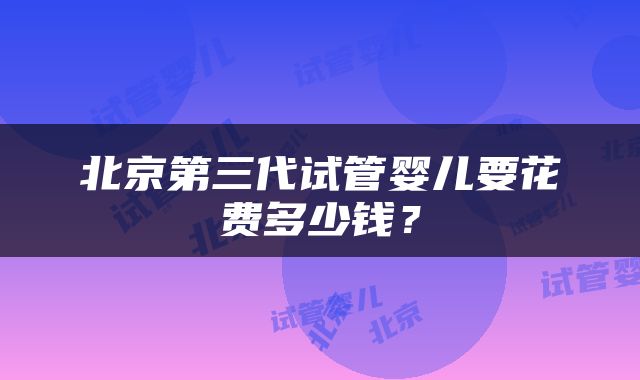 北京第三代试管婴儿要花费多少钱？