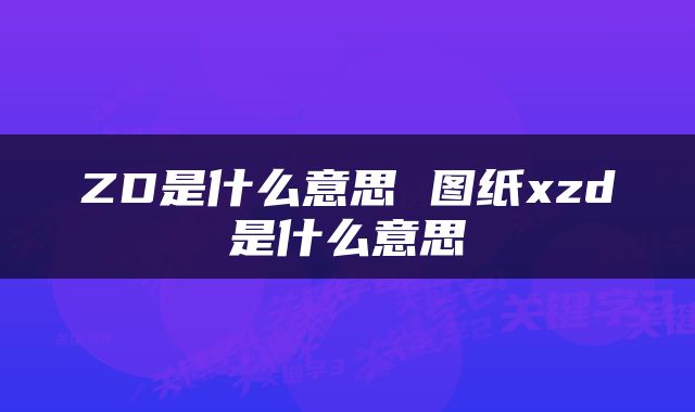 ZD是什么意思 图纸xzd是什么意思
