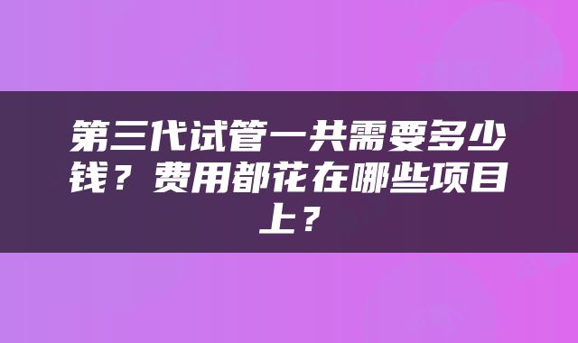 第三代试管一共需要多少钱？费用都花在哪些项目上？