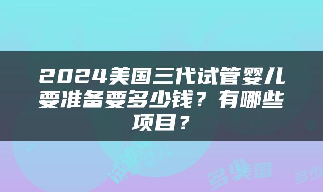 2024美国三代试管婴儿要准备要多少钱？有哪些项目？