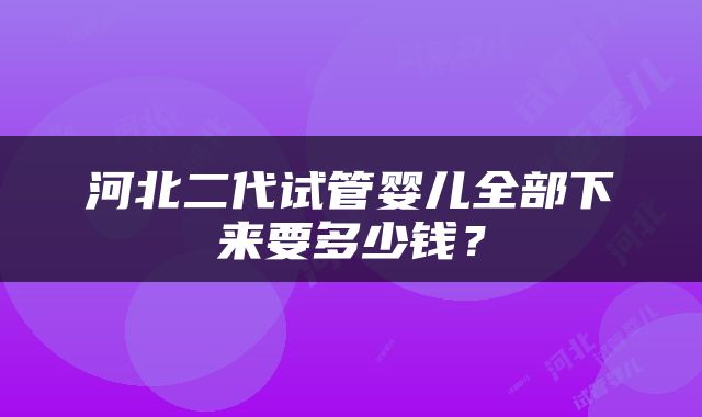 河北二代试管婴儿全部下来要多少钱？