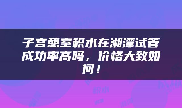子宫憩室积水在湘潭试管成功率高吗，价格大致如何！