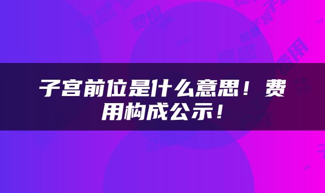 子宫前位是什么意思！费用构成公示！