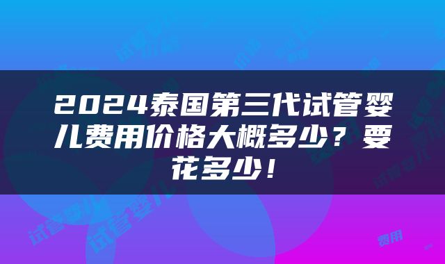 2024泰国第三代试管婴儿费用价格大概多少？要花多少！