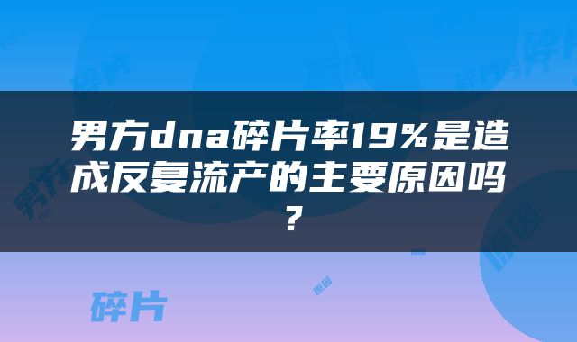 男方dna碎片率19%是造成反复流产的主要原因吗？