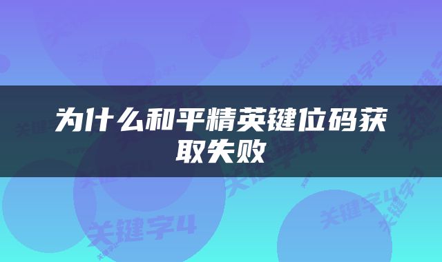 为什么和平精英键位码获取失败