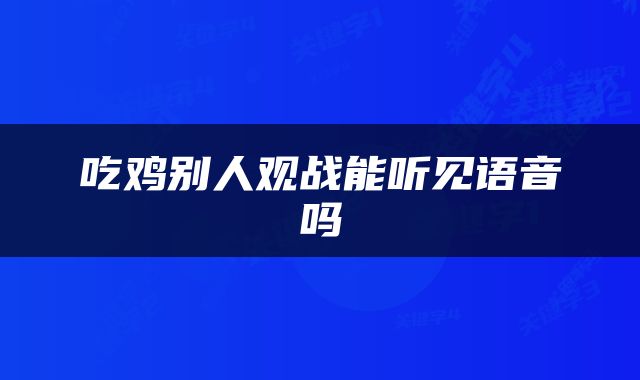 吃鸡别人观战能听见语音吗