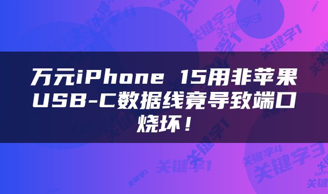 万元iPhone 15用非苹果USB-C数据线竟导致端口烧坏！
