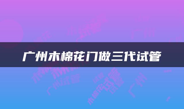 广州木棉花门做三代试管