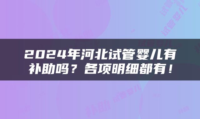 2024年河北试管婴儿有补助吗？各项明细都有！