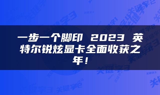 一步一个脚印 2023 英特尔锐炫显卡全面收获之年！