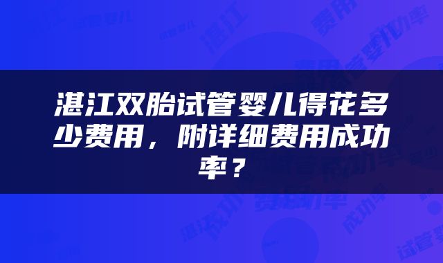湛江双胎试管婴儿得花多少费用，附详细费用成功率？