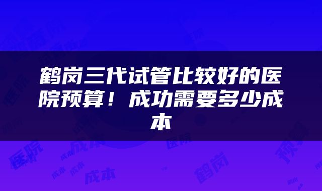 鹤岗三代试管比较好的医院预算！成功需要多少成本