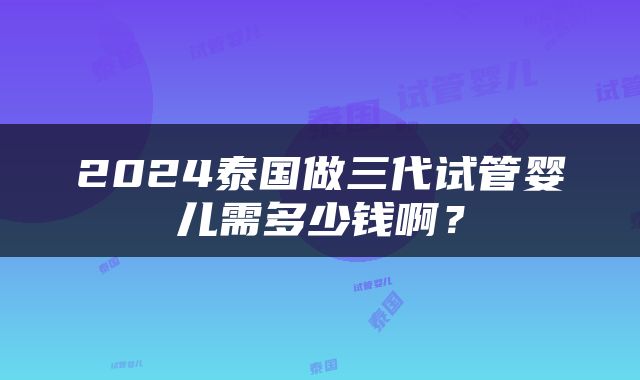 2024泰国做三代试管婴儿需多少钱啊？