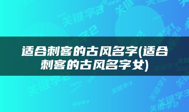 适合刺客的古风名字(适合刺客的古风名字女)