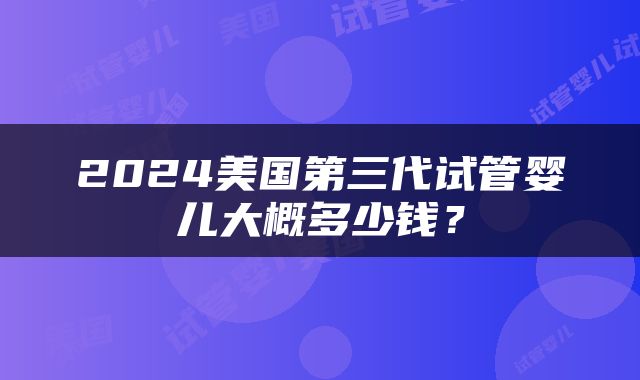 2024美国第三代试管婴儿大概多少钱？