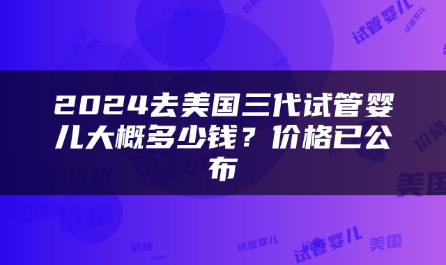 2024去美国三代试管婴儿大概多少钱？价格已公布
