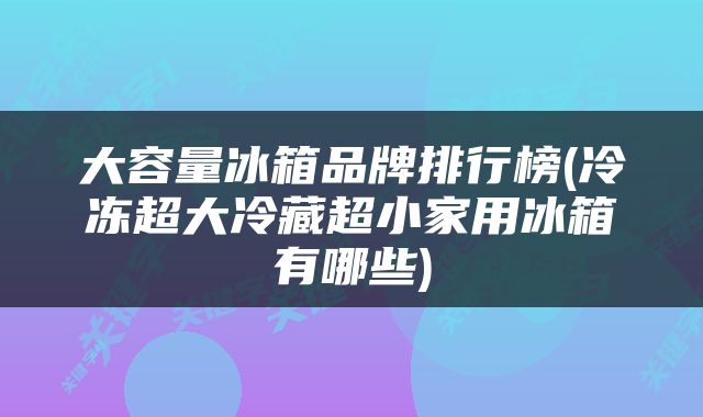 大容量冰箱品牌排行榜(冷冻超大冷藏超小家用冰箱有哪些)