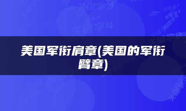 美国军衔肩章(美国的军衔臂章)