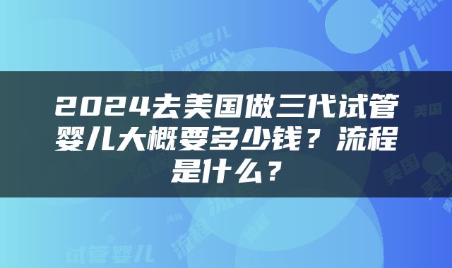2024去美国做三代试管婴儿大概要多少钱？流程是什么？