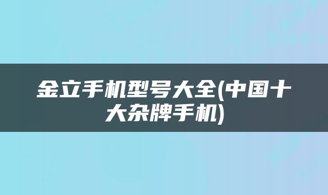 金立手机型号大全(中国十大杂牌手机)