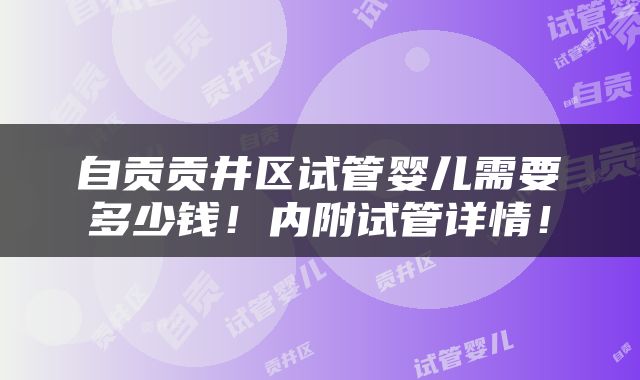 自贡贡井区试管婴儿需要多少钱！内附试管详情！