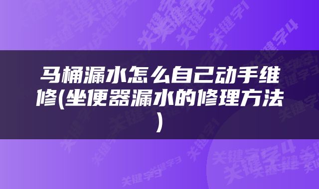 马桶漏水怎么自己动手维修(坐便器漏水的修理方法)