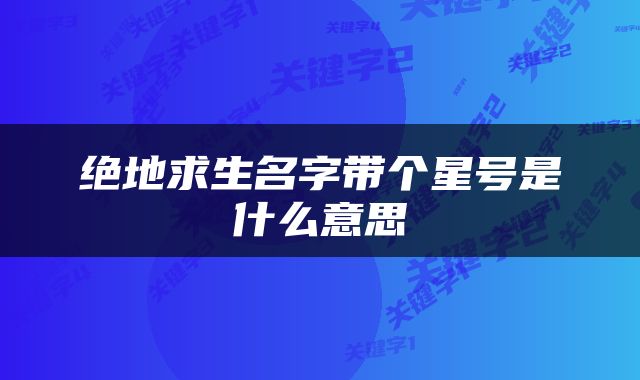 绝地求生名字带个星号是什么意思