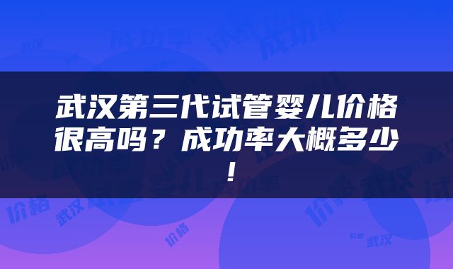 武汉第三代试管婴儿价格很高吗？成功率大概多少！