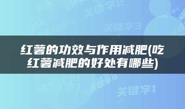 红薯的功效与作用减肥(吃红薯减肥的好处有哪些)