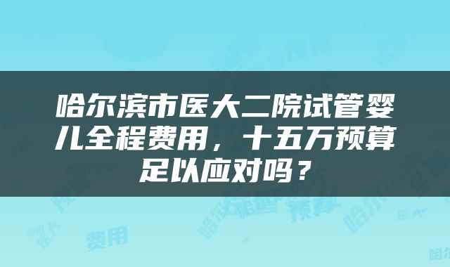 哈尔滨市医大二院试管婴儿全程费用，十五万预算足以应对吗？