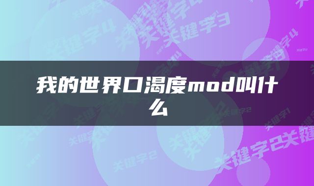 我的世界口渴度mod叫什么
