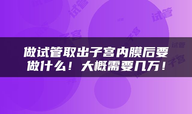 做试管取出子宫内膜后要做什么！大概需要几万！