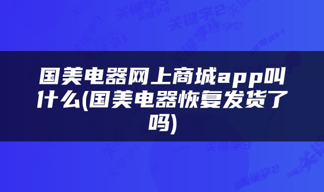国美电器网上商城app叫什么(国美电器恢复发货了吗)
