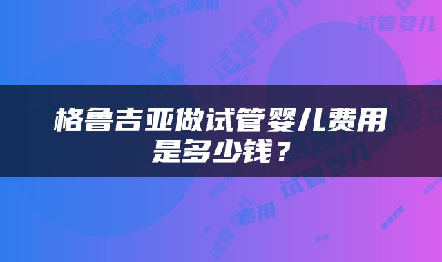 格鲁吉亚做试管婴儿费用是多少钱？