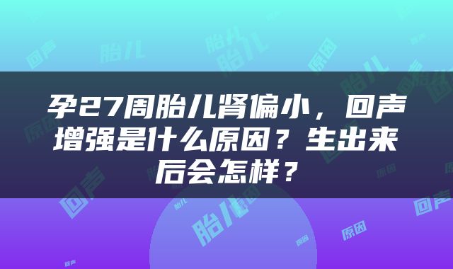 孕27周胎儿肾偏小，回声增强是什么原因？生出来后会怎样？