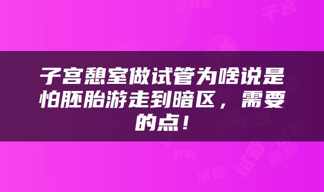 子宫憩室做试管为啥说是怕胚胎游走到暗区，需要的点！