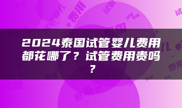 2024泰国试管婴儿费用都花哪了？试管费用贵吗？