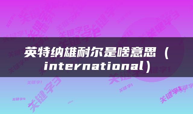 英特纳雄耐尔是啥意思（international）