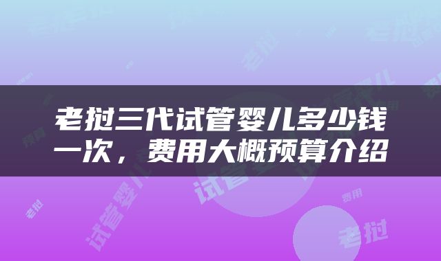 老挝三代试管婴儿多少钱一次，费用大概预算介绍