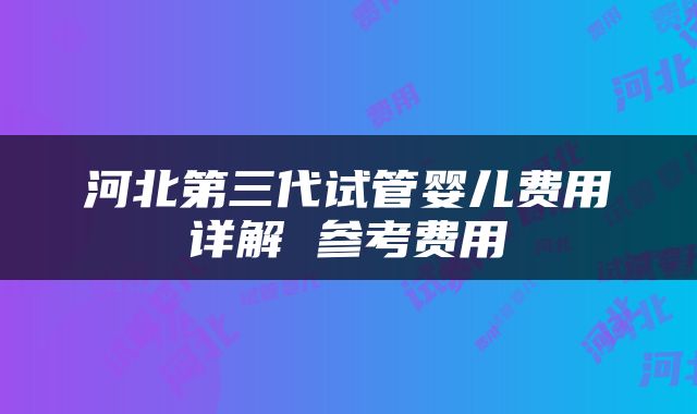 河北第三代试管婴儿费用详解 参考费用