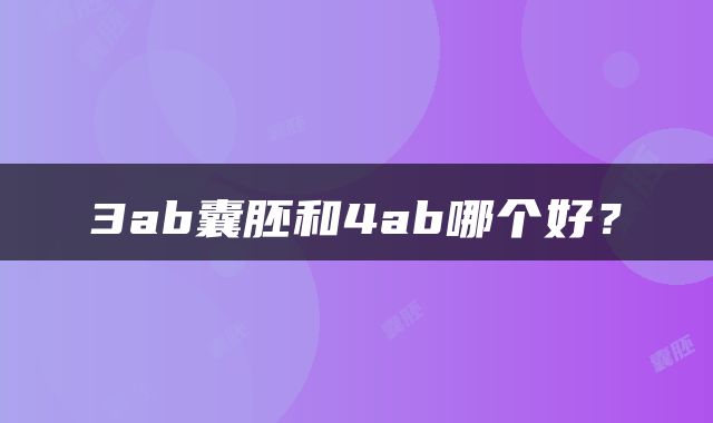 3ab囊胚和4ab哪个好？