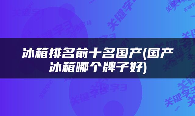 冰箱排名前十名国产(国产冰箱哪个牌子好)