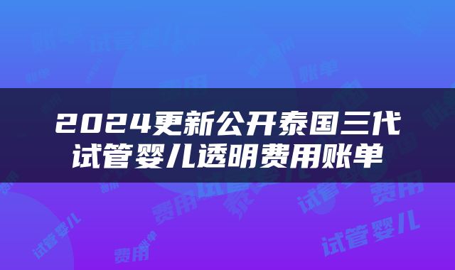 2024更新公开泰国三代试管婴儿透明费用账单