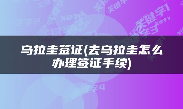 乌拉圭签证(去乌拉圭怎么办理签证手续)