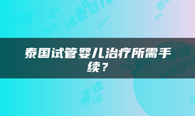 泰国试管婴儿治疗所需手续？