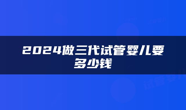 2024做三代试管婴儿要多少钱