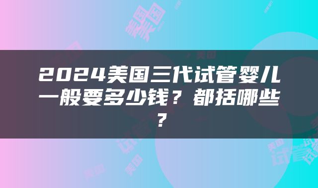 2024美国三代试管婴儿一般要多少钱？都括哪些？