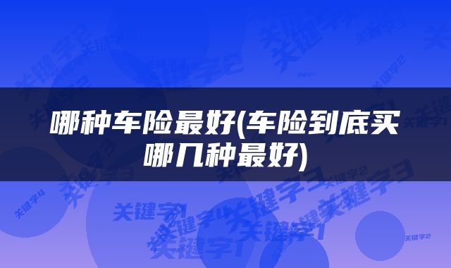 哪种车险最好(车险到底买哪几种最好)