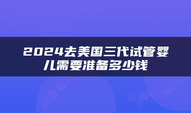 2024去美国三代试管婴儿需要准备多少钱